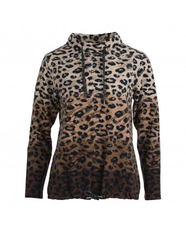 Sweatercol dierenprint Enjoy 474813 koffie